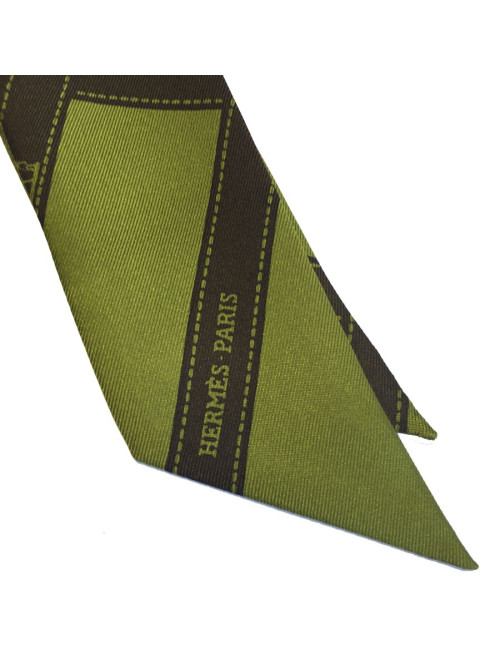 Twilly HERMES en soie kaki