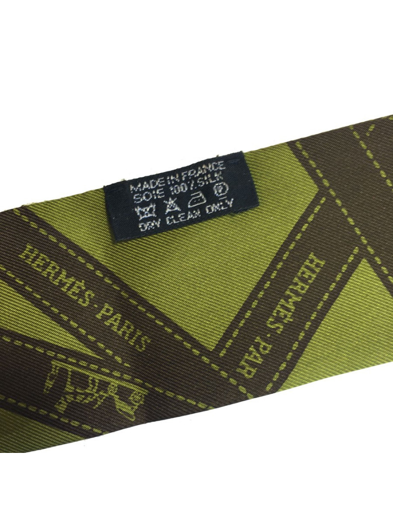 Twilly HERMES en soie kaki