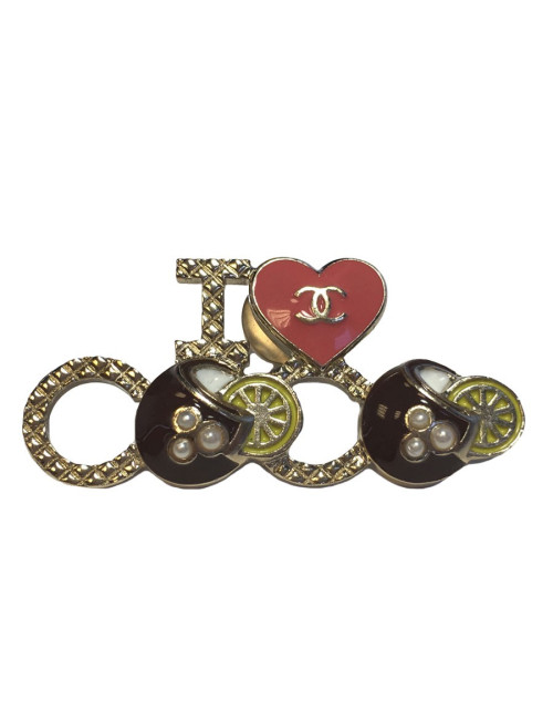 2017 Pin's CHANEL en métal doré "I love COCO"