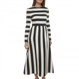 VALENTINO T 40 IT/36 EN striped black and white long dress