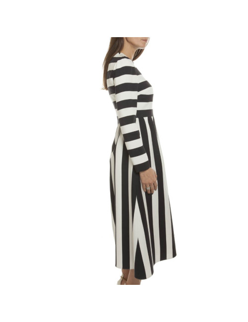 Robe longue VALENTINO rayée noire et blanche