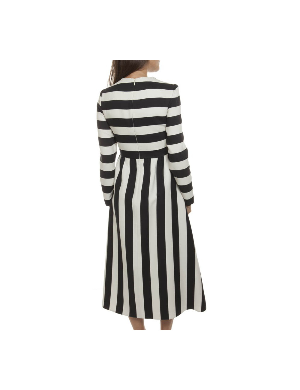 Robe longue VALENTINO rayée noire et blanche