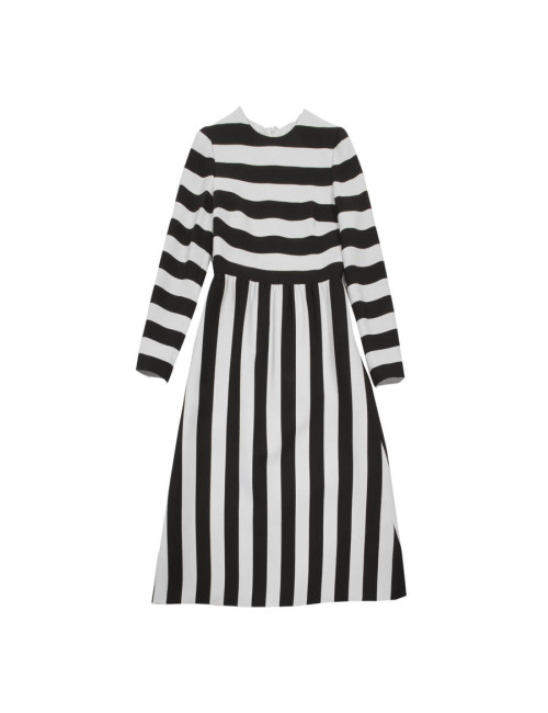 Robe longue VALENTINO rayée noire et blanche