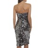 DOLCE GABBANA cocktail strapless dress embroidered with silver sequins Size 42IT 38FR