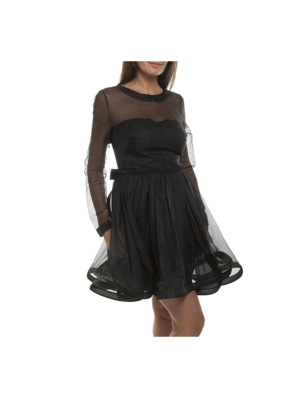 Robe cocktail VALENTINO organza noire à volants