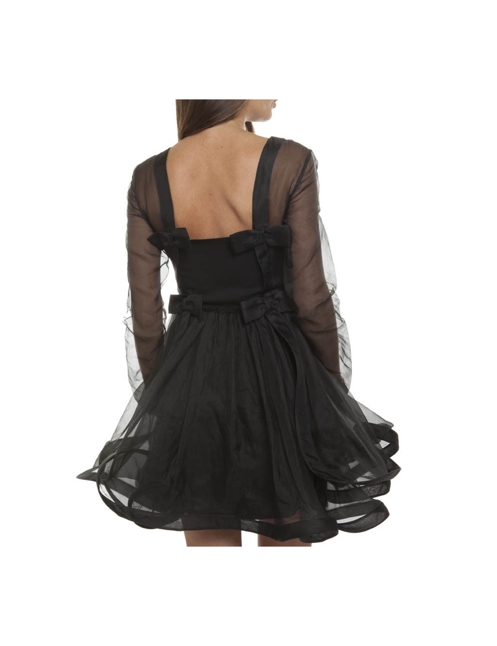 Robe cocktail VALENTINO organza noire à volants