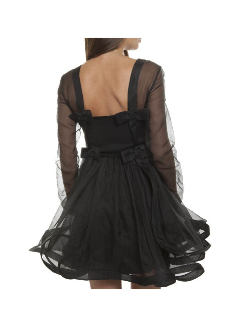 Robe cocktail VALENTINO organza noire à volants