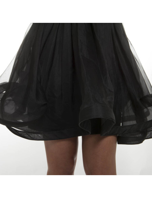 Robe cocktail VALENTINO organza noire à volants