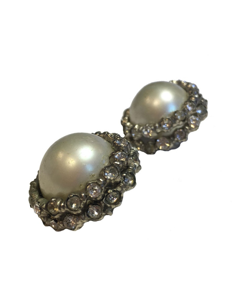 Clips CHANEL Vintage Pearl Pearl Earrings