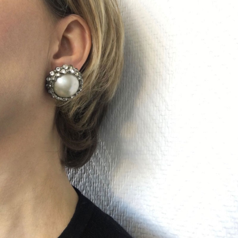 Clips CHANEL Vintage Pearl Pearl Earrings - VALOIS VINTAGE PARIS