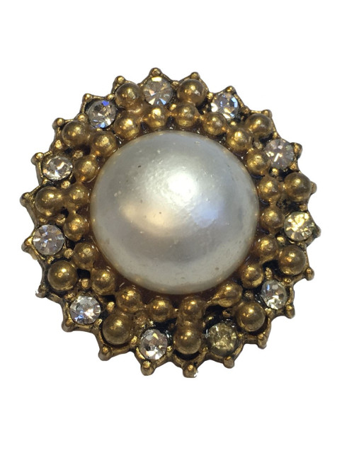  CHANEL Vintage clip-on earrings in gilt metal, molten glass and rhinestones