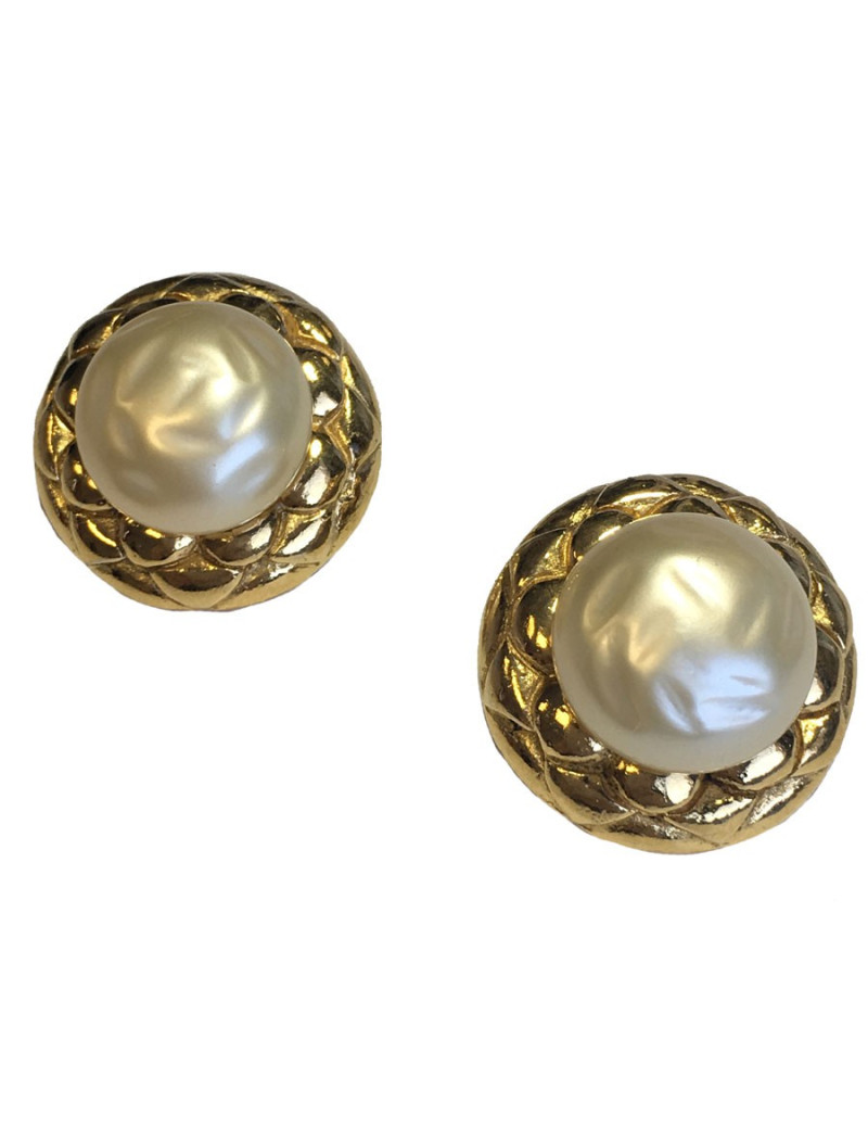 Clips CHANEL Vintage Pearl Pearl Earrings