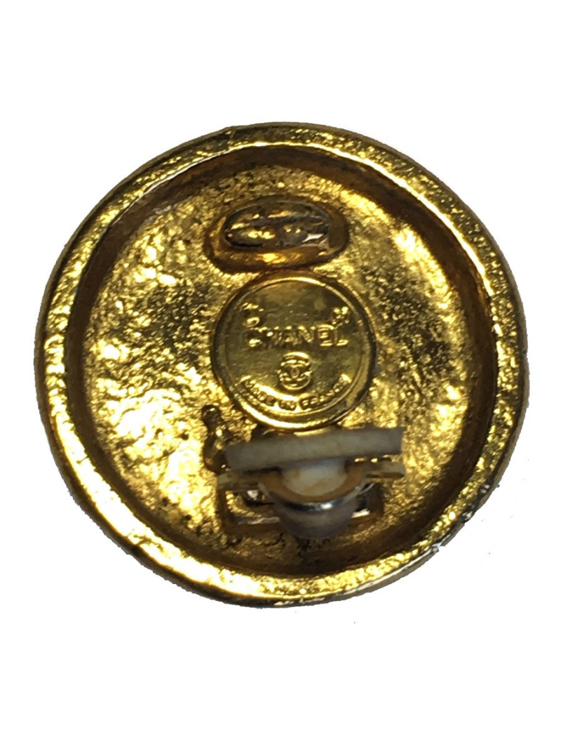 Boucles d'oreille clips CHANEL perle nacrée Vintage