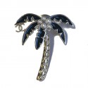 Pin's CHANEL palmier en métal argenté, résine et perles nacrées
