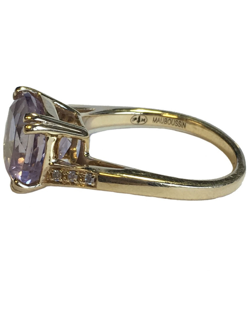 Gold yellow, amethyst and bright ring MAUBOUSSIN "Love hangover" T 52