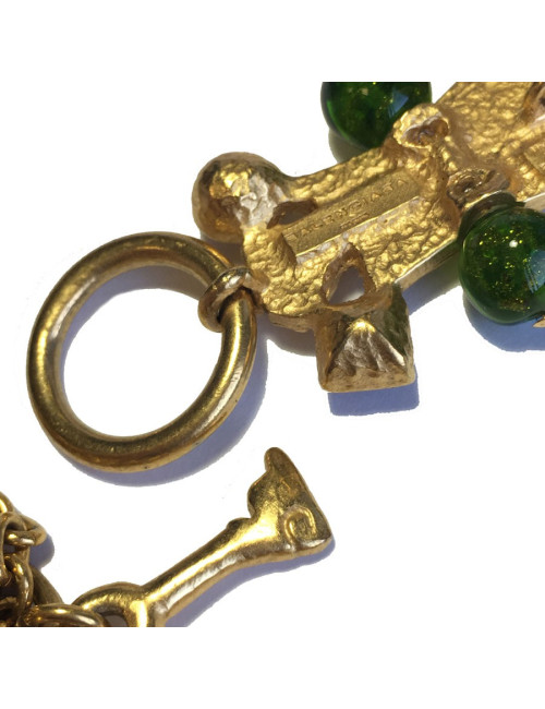 BALENCIAGA belt in gilded metal chain, rhinestones and resin