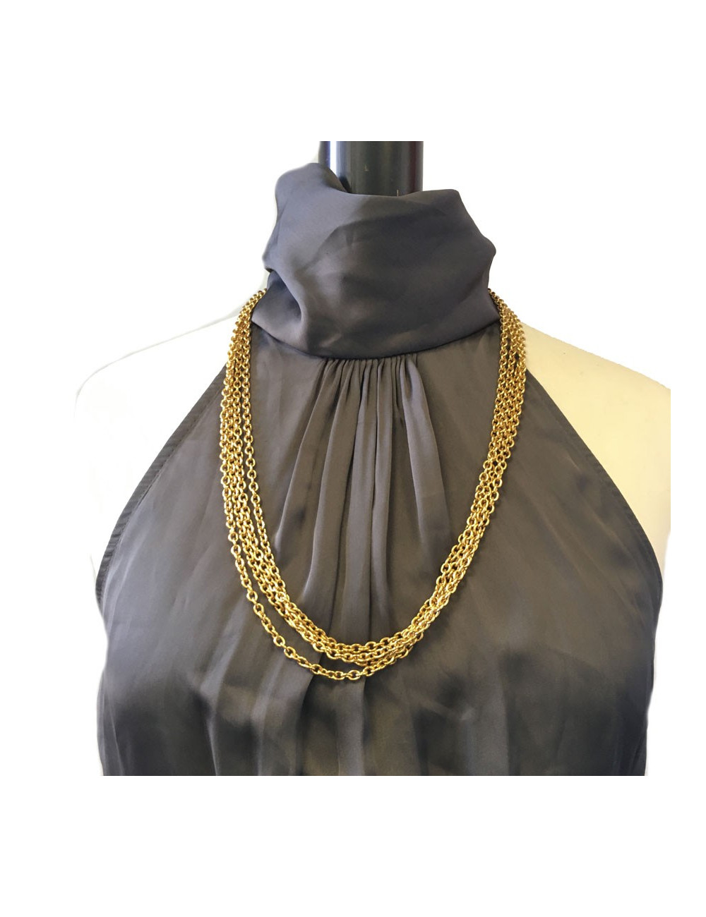 BALENCIAGA belt in gilded metal chain, rhinestones and resin