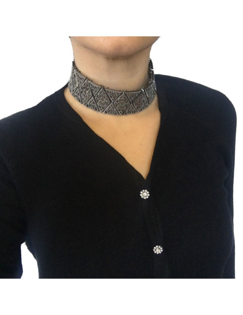 Collier CHRISTIAN DIOR métal argent vieilli 