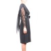 CHANEL T 38 cocktail silk and Black Lace dress