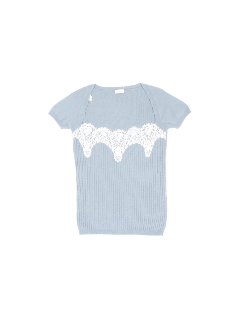 Pullover VALENTINO bleu clair et dentelle