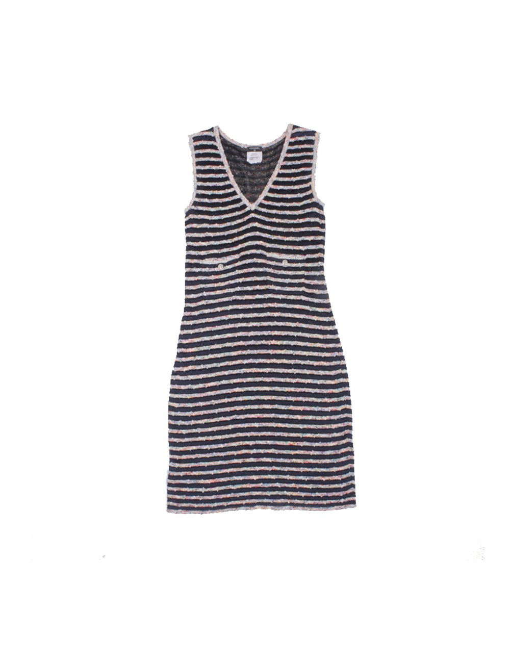 Robe CHANEL T 42 en maille à rayures 