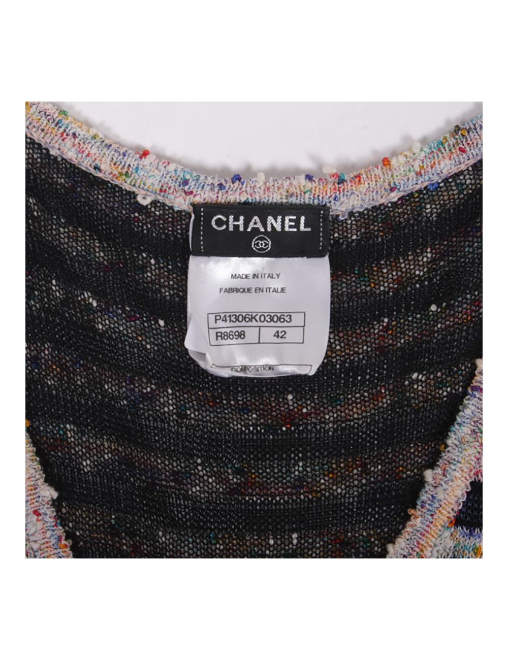 Robe CHANEL T 42 en maille à rayures 