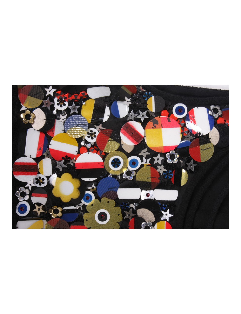 CHANEL dress in black wool and flags embroidery size 38EU