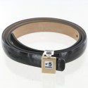 CHANEL black varnished leather belt
