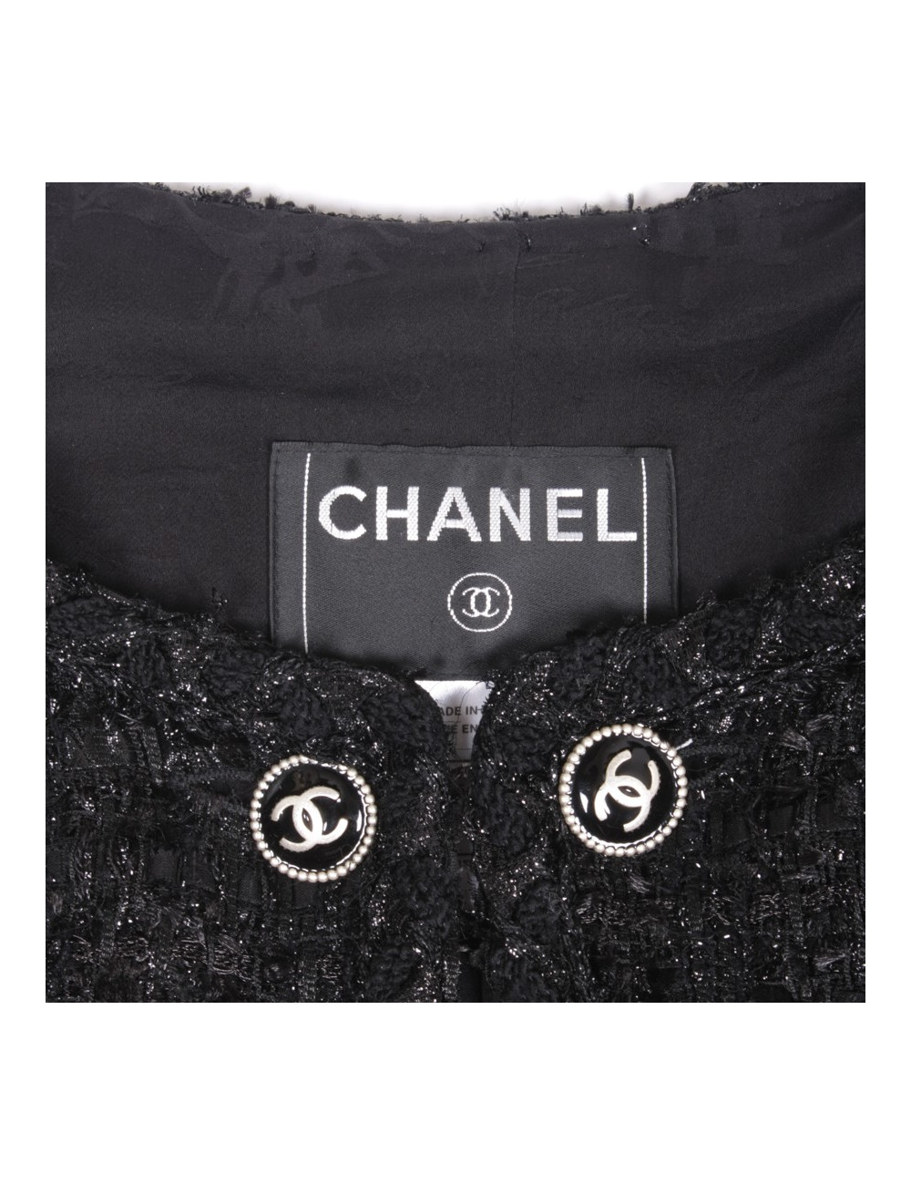 Black CHANEL T 42 EN Tweed jacket and lurex