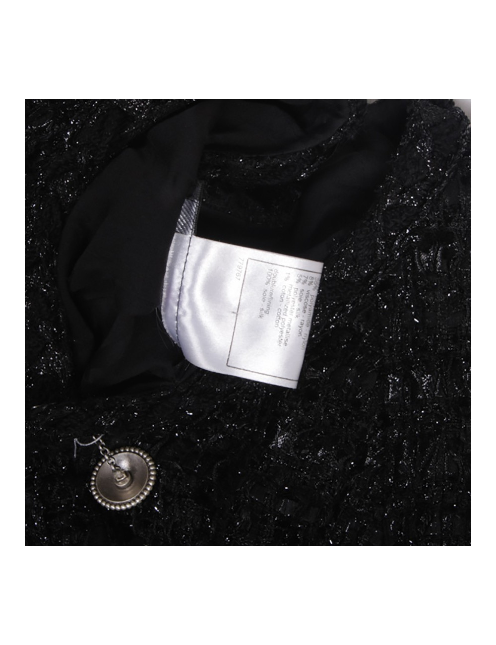 Veste CHANEL T 42 Tweed noir et lurex