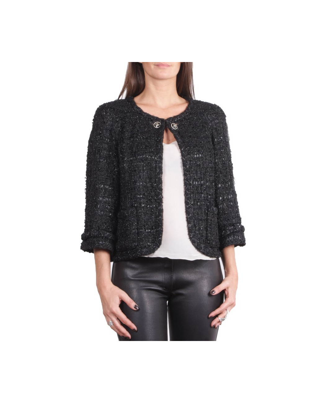 Black CHANEL T 42 EN Tweed jacket and lurex