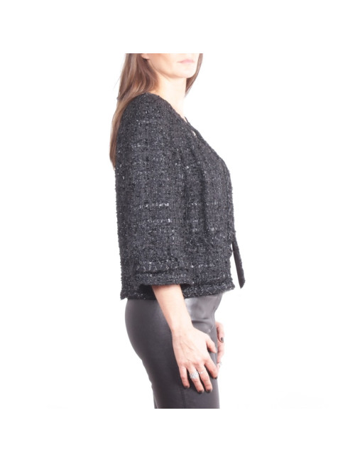 Veste CHANEL T 42 Tweed noir et lurex