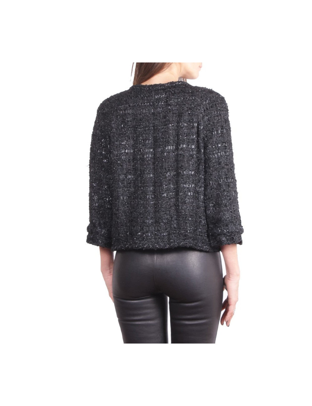 Black CHANEL T 42 EN Tweed jacket and lurex