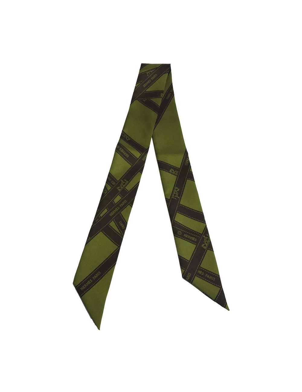 Twilly HERMES en soie kaki