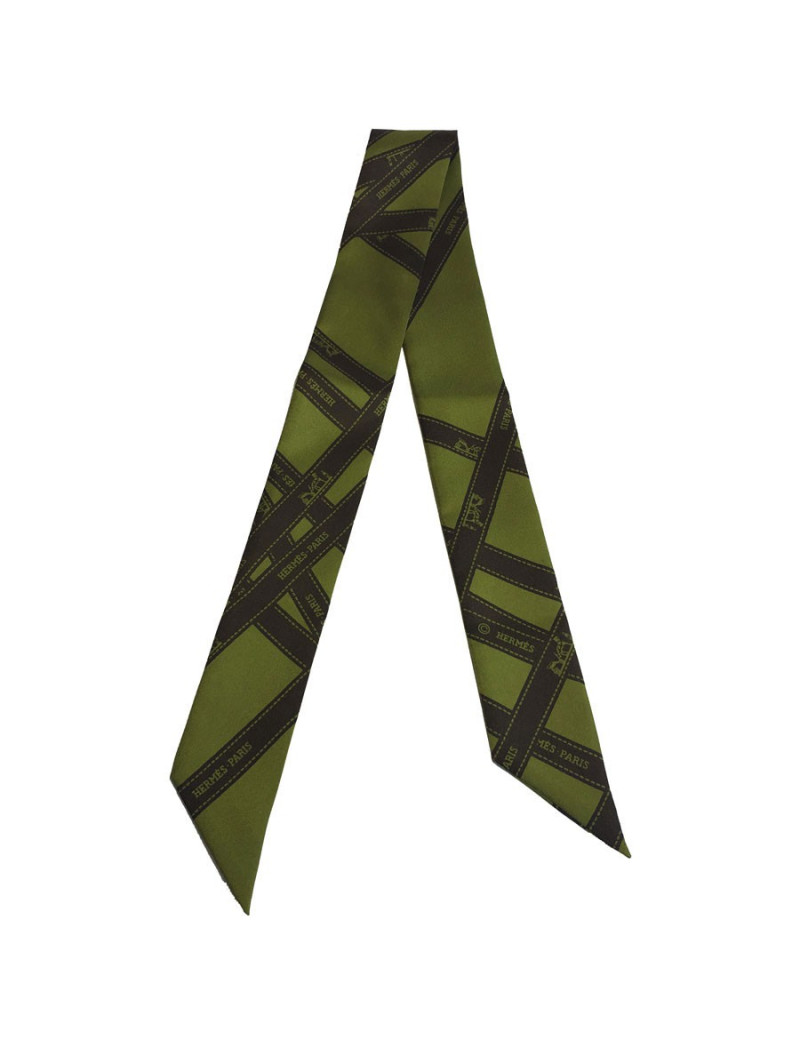 Twilly HERMES en soie kaki