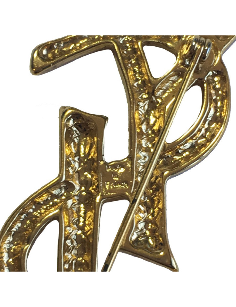 Broche YSL SAINT LAURENT en métal doré