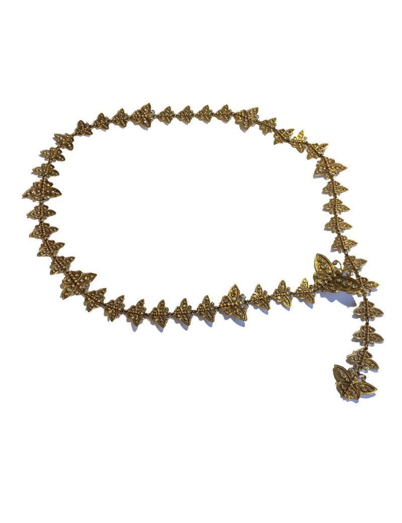 Ceinture CHRISTIAN DIOR Couture vintage en métal doré et strass