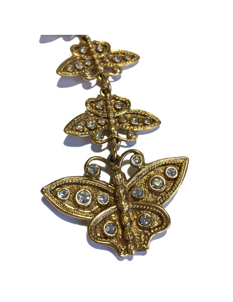 Ceinture CHRISTIAN DIOR Couture vintage en métal doré et strass