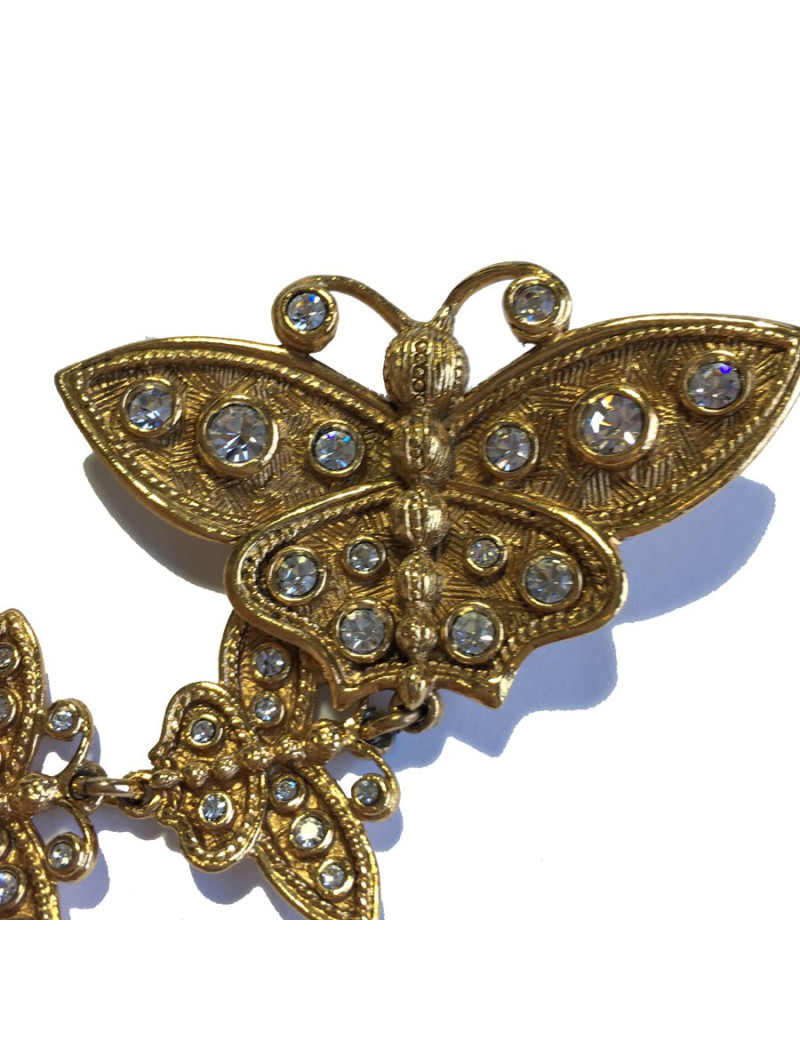 Ceinture CHRISTIAN DIOR Couture vintage en métal doré et strass