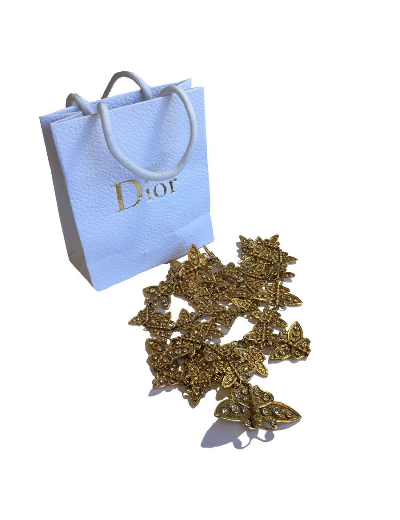 Ceinture CHRISTIAN DIOR Couture vintage en métal doré et strass