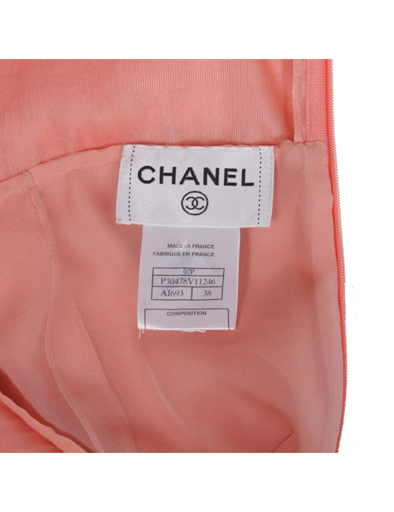 Dress pale salmon CHANEL chiffon silk T38