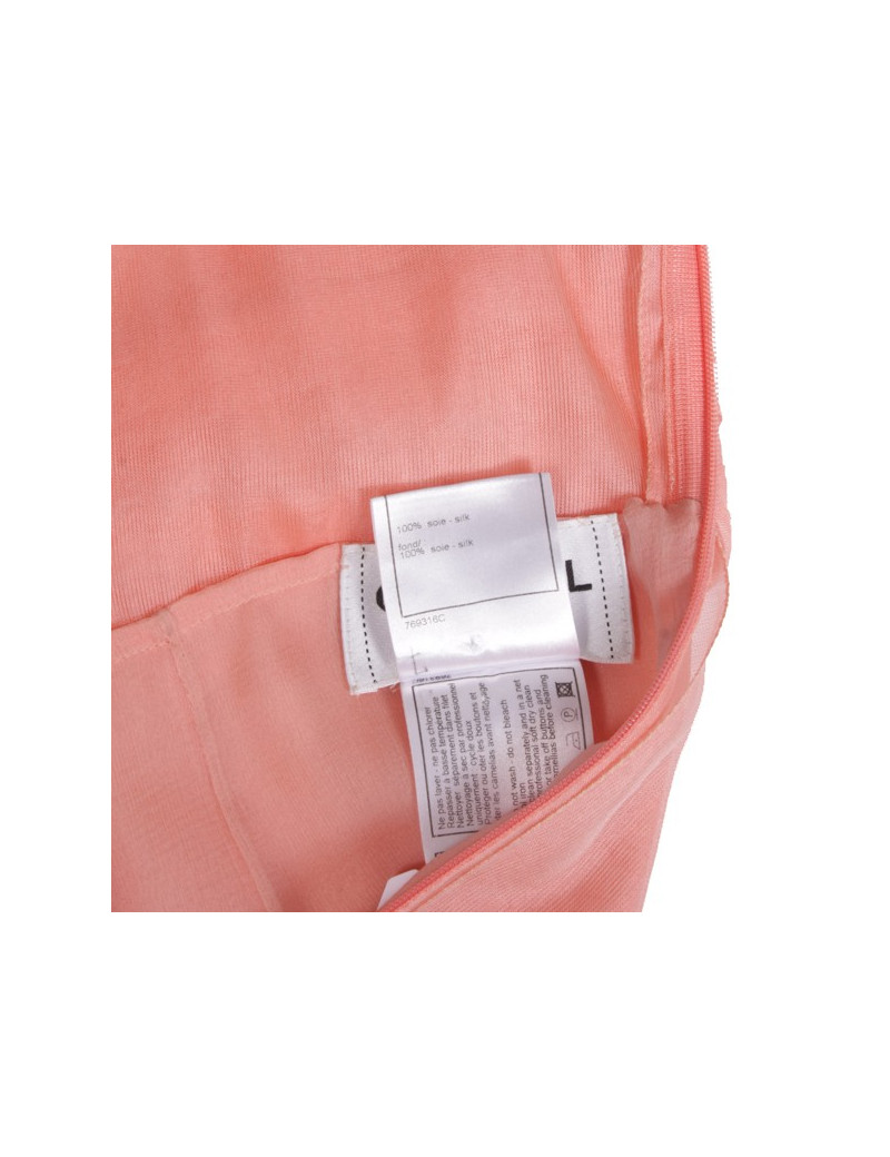 Dress pale salmon CHANEL chiffon silk T38