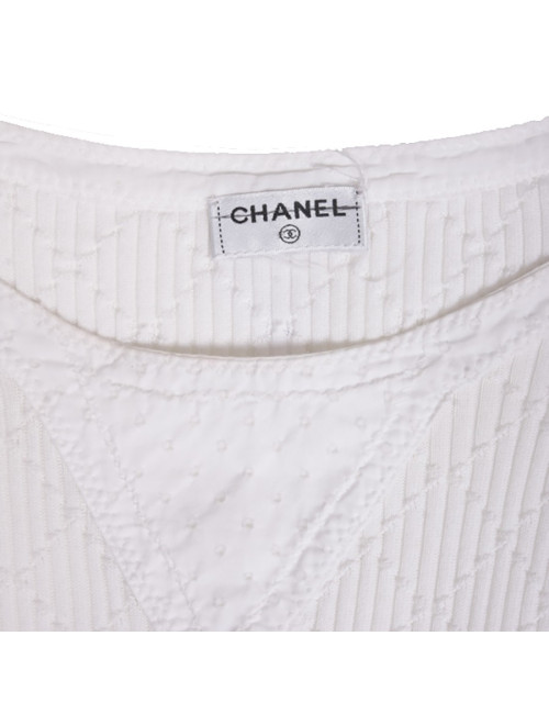 Robe CHANEL Blanche T 38 en maille 