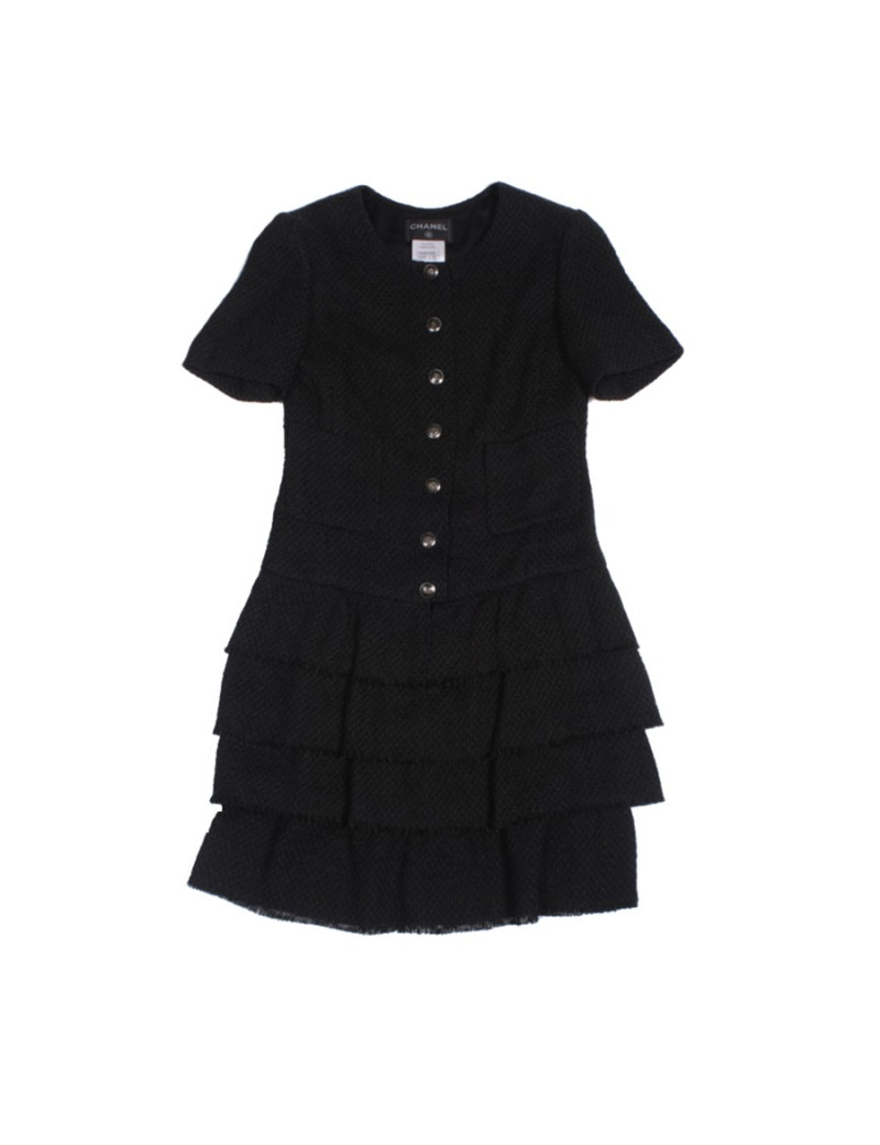 Robe CHANEL T 36 FR tweed noir