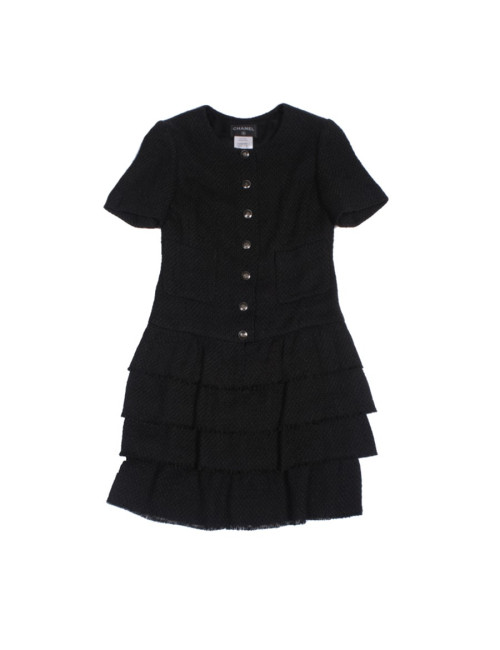 Robe CHANEL T 36 FR tweed noir
