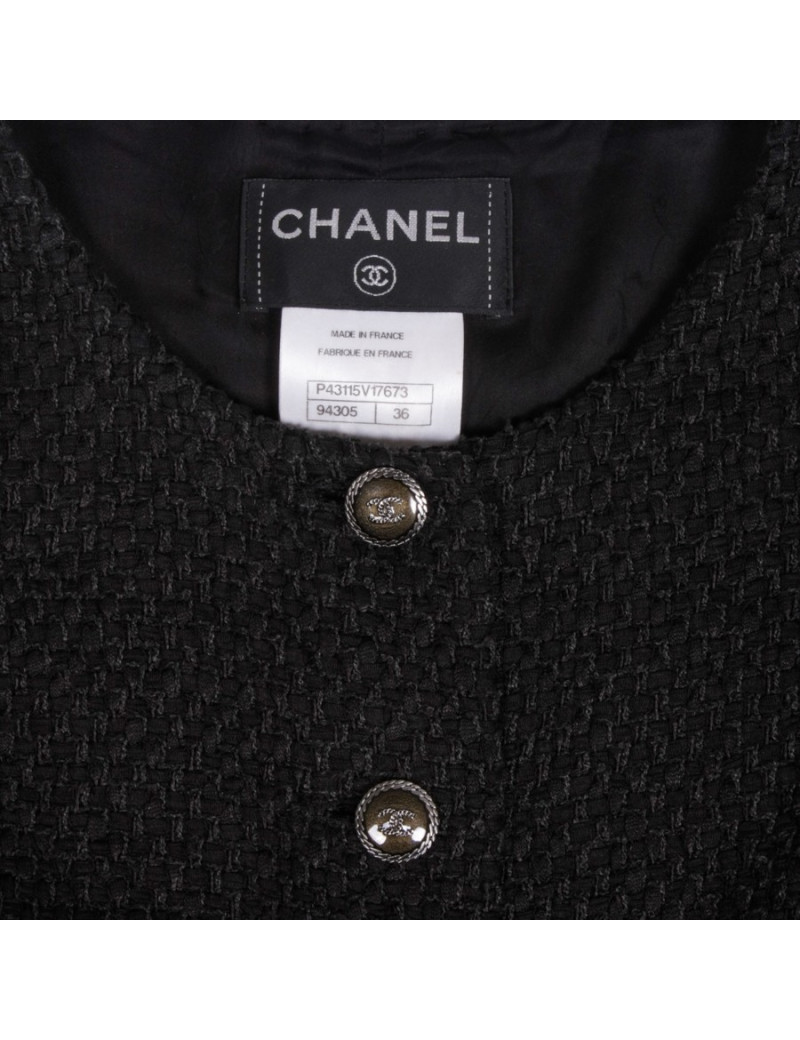 Robe CHANEL T 36 FR tweed noir