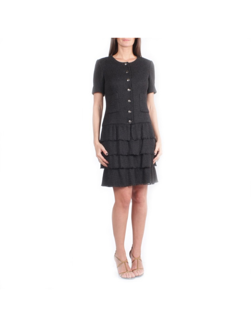 Robe CHANEL T 36 FR tweed noir