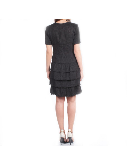 CHANEL T 36 EN black tweed dress