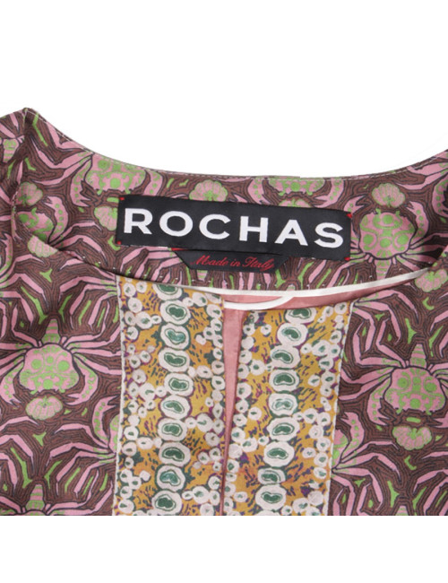 All jacket and pants ROCHAS T 44 IT / EN 40 silk printed pink and Brown