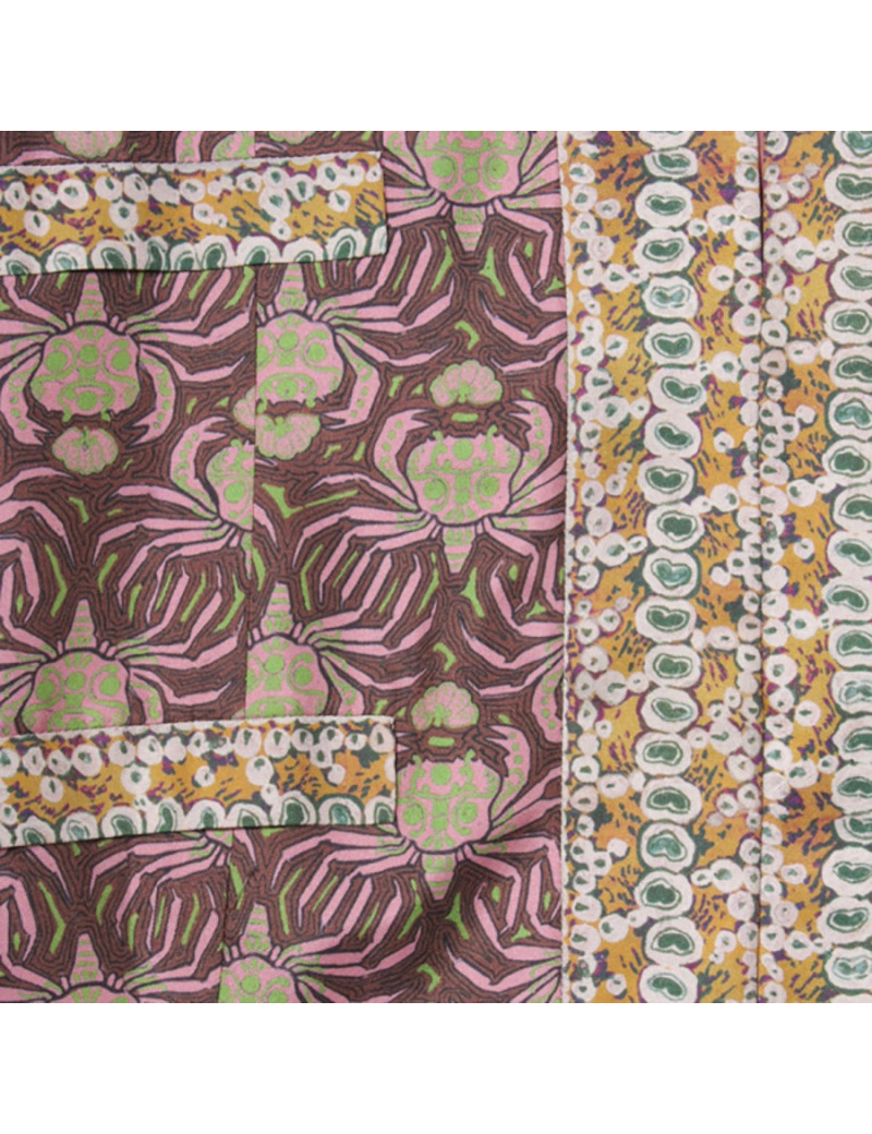 Ensemble veste et pantalon ROCHAS T 44 IT/ 40 FR en soie imprimé rose et marron